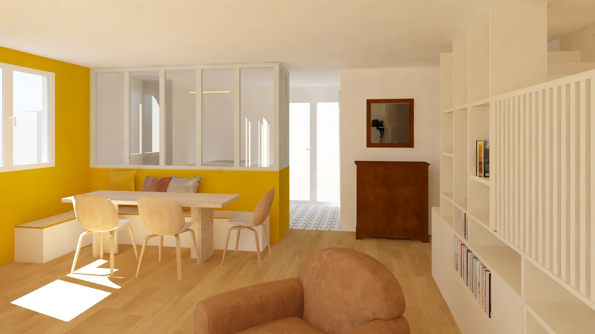 Coin salle à manger avec banquette