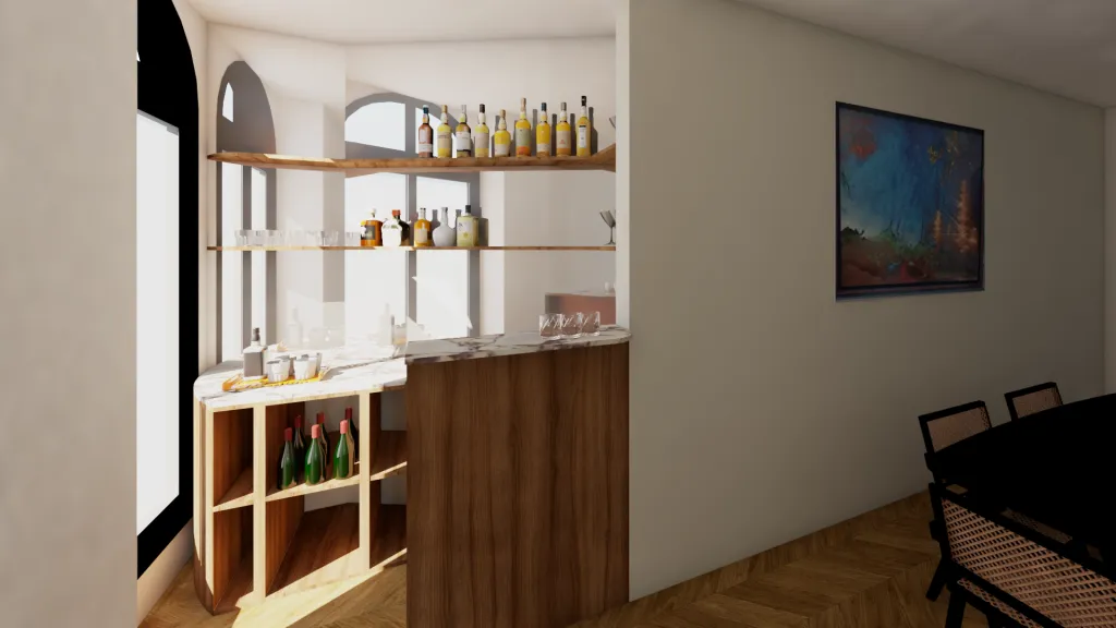 Le bar sur mesure dans l'espace salle à manger