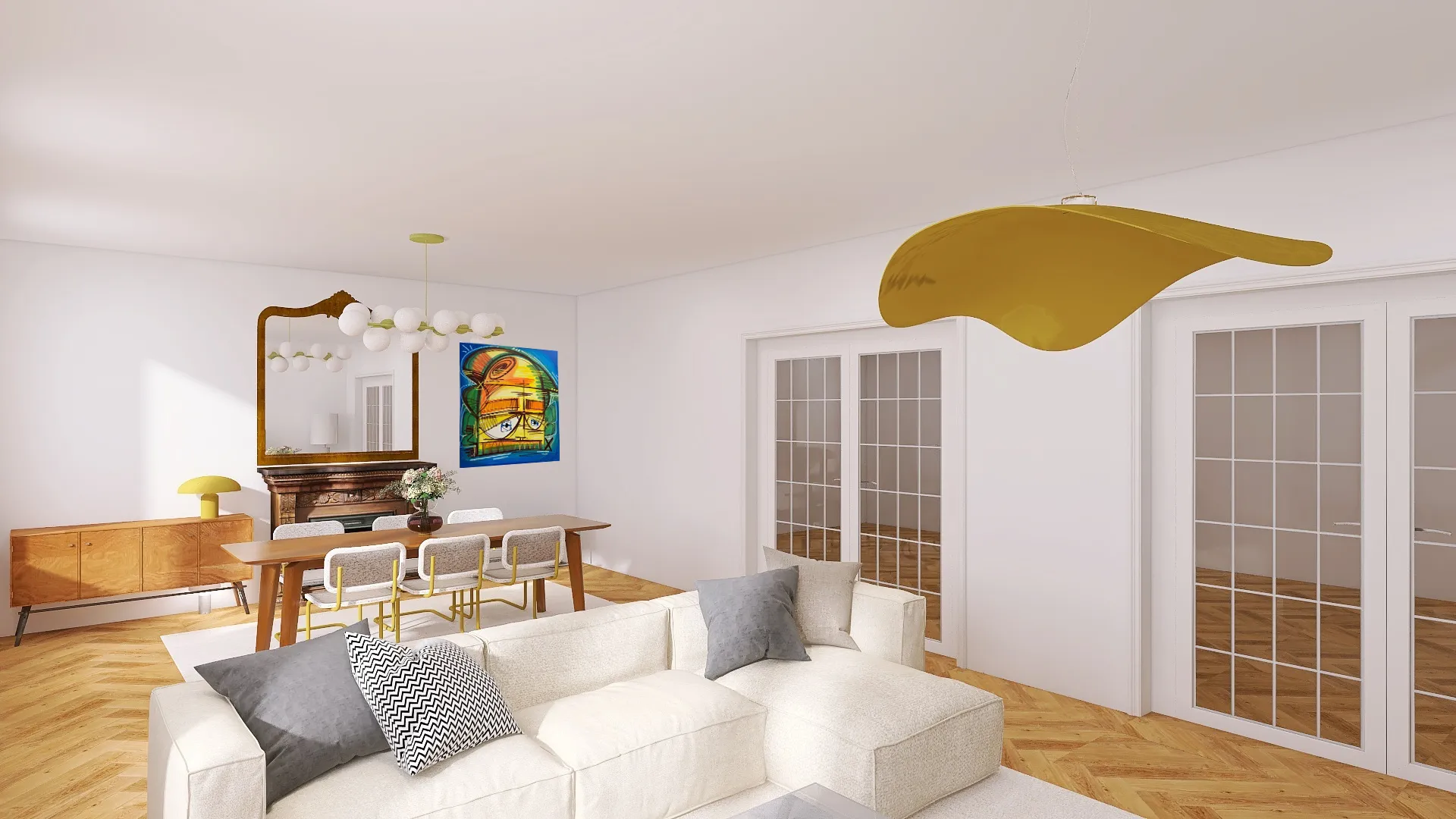 Vue 3D du salon, angle 2